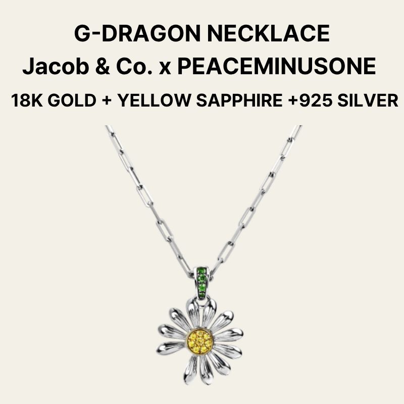 [限定版] Jacob & Co. x PEACEMINUSONE NECKLACE 18K GOLD + YELLOW SAPPHIRE +925 SILVER G-DRAGON NECKLACE