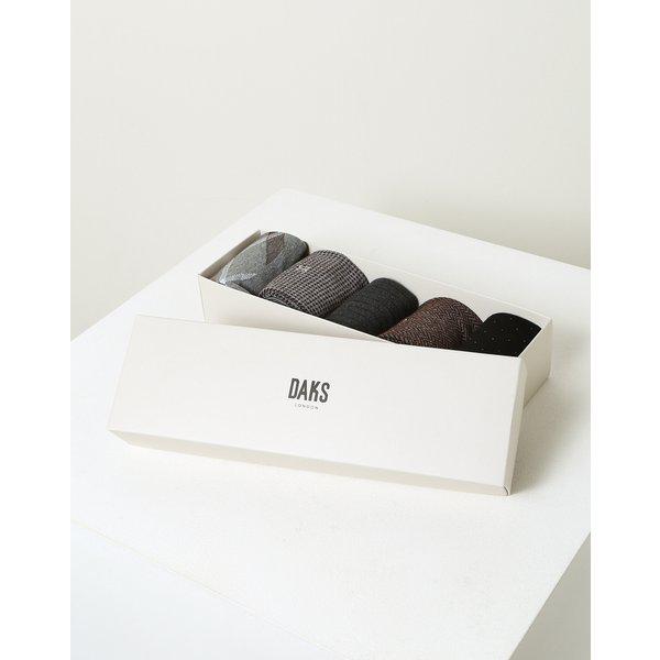 [26SS] [男性用ハイソックス5足] 綿混紡 混合パターン ハイソックス 5足セット DBSS6E301G2