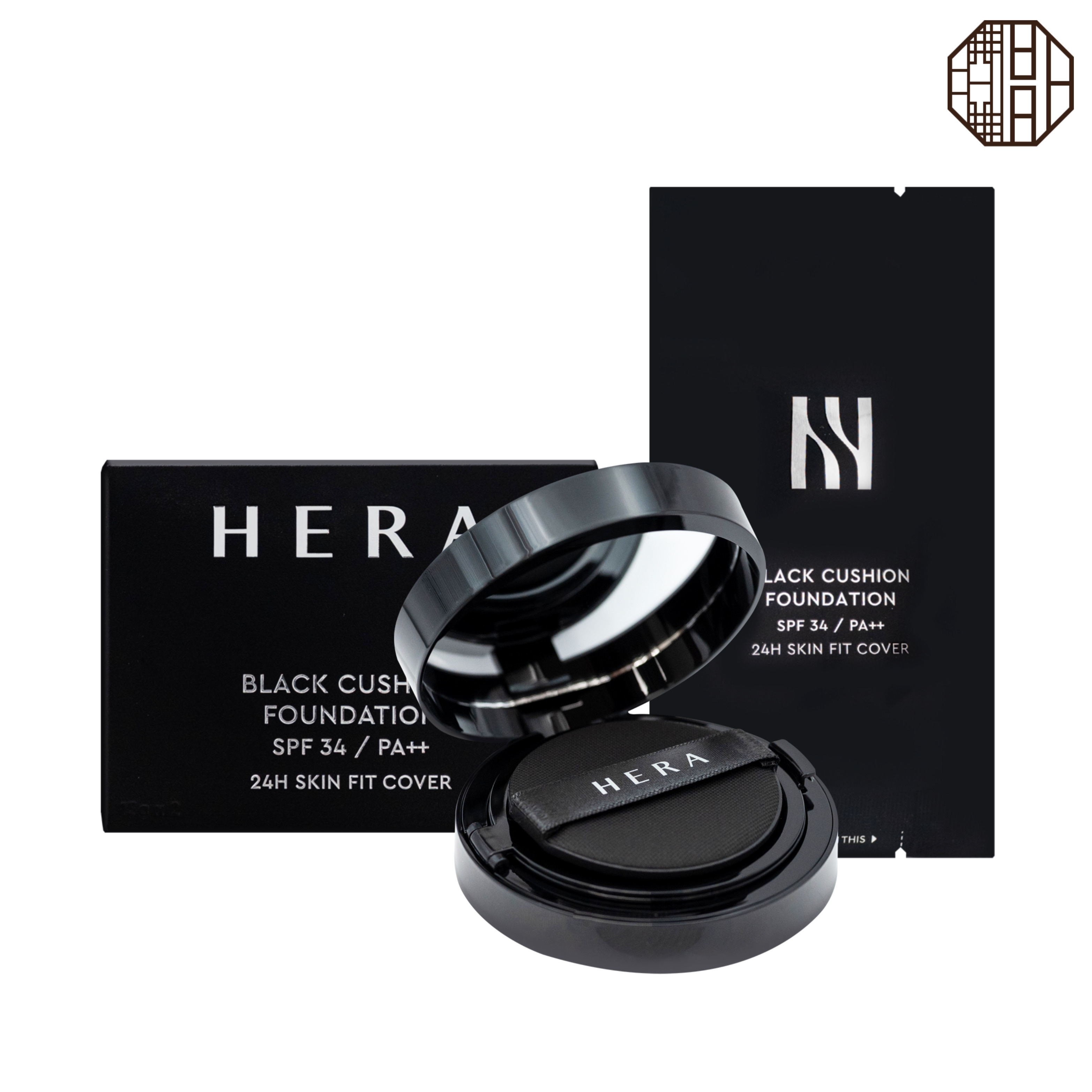 ブラック クッション ファンデーション, 本品+レフィル / クッションファンデ 韓国クッション