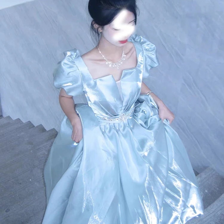 パーティードレス ウェディングドレス 新作 高級感 ブルー ロングワンピース 結婚式 花嫁 成人式 お呼ばれ ウェディング 演奏会 二次会 前撮り ワンピース ロングドレス