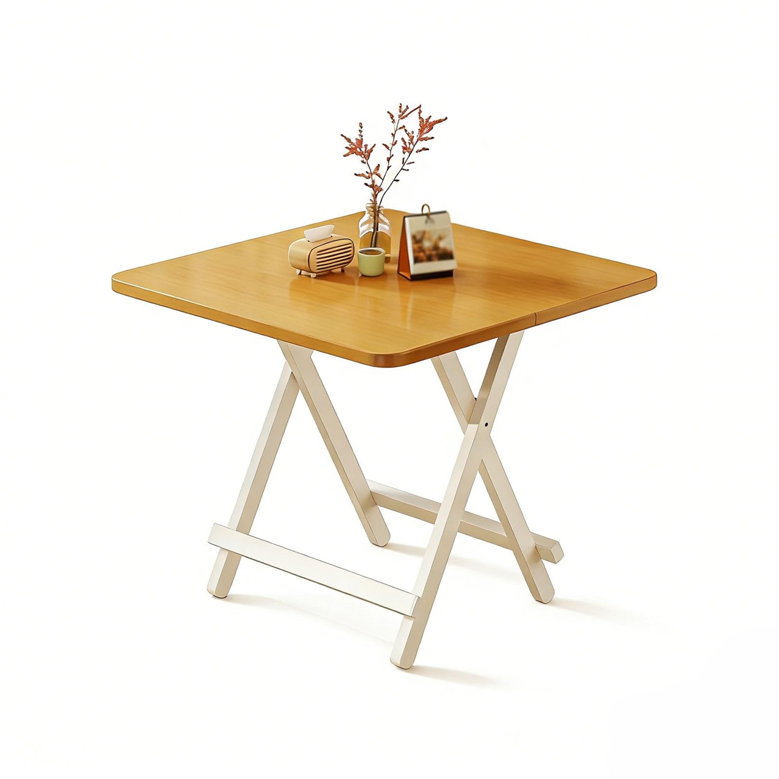 伸缩式 蝴蝶 木制折叠餐桌 圆桌 餐桌 桌 伸展式 无需组装 保养简单 节省空间 餐桌桌 电脑桌 办公桌 厨房 客厅 工作台 桌子(Bamboo pattern 80*80*73cm)