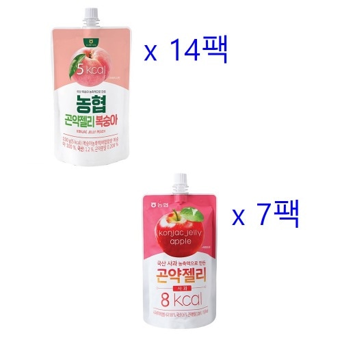 農協食品こんにゃくゼリー桃150g 7パックx2 +リンゴ150g 7パックx1