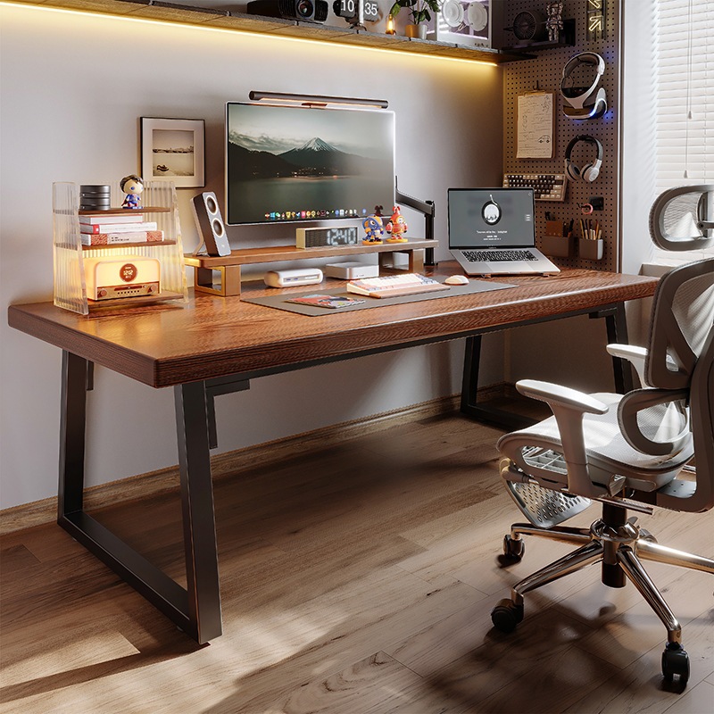 实木电脑桌台式电竞桌家用办公桌卧室学生学习书桌双人桌子工作台