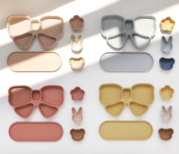 【韓国SNS人気】離乳食クラシック５点セット 韓国ブランド シリコンベビー食器　くすみカラー可愛い 初期離乳食食器・ギフトにもおすすめ おしゃれなくすみカラー 出産祝い　ギフト