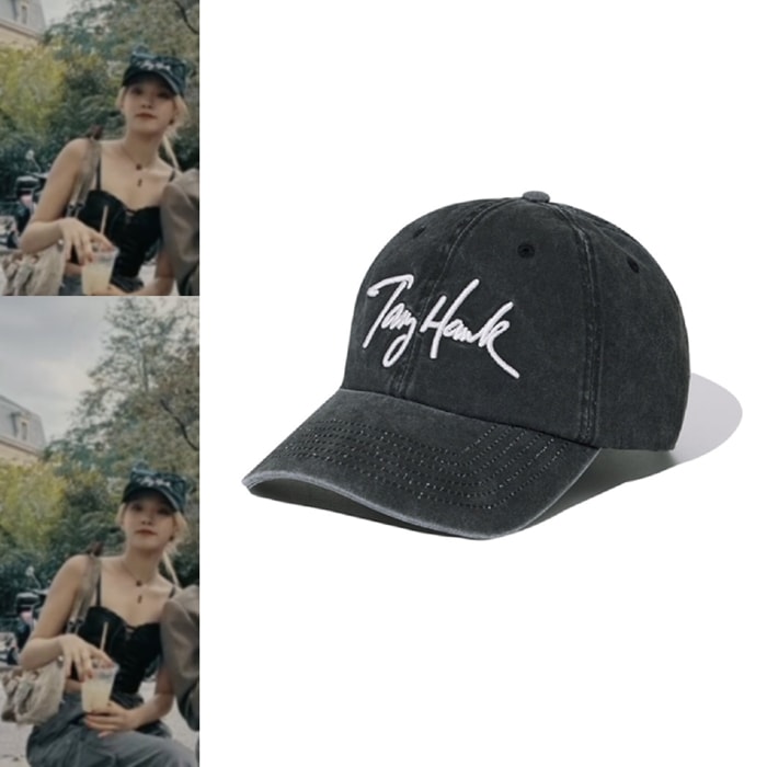 【YUQI着用】TONYHAWK ピグメントダイニング トニーボールキャップ チャコール