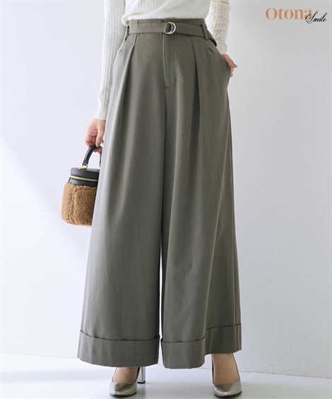 ロングパンツ タックワイドパンツ 大きいサイズ有 OtonaSMILE