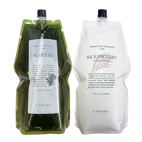 ルベル ナチュラルヘアソープ シーウィード シャンプー 1600ml + ライスプロテイン トリートメント 1600ml 詰め替え セット