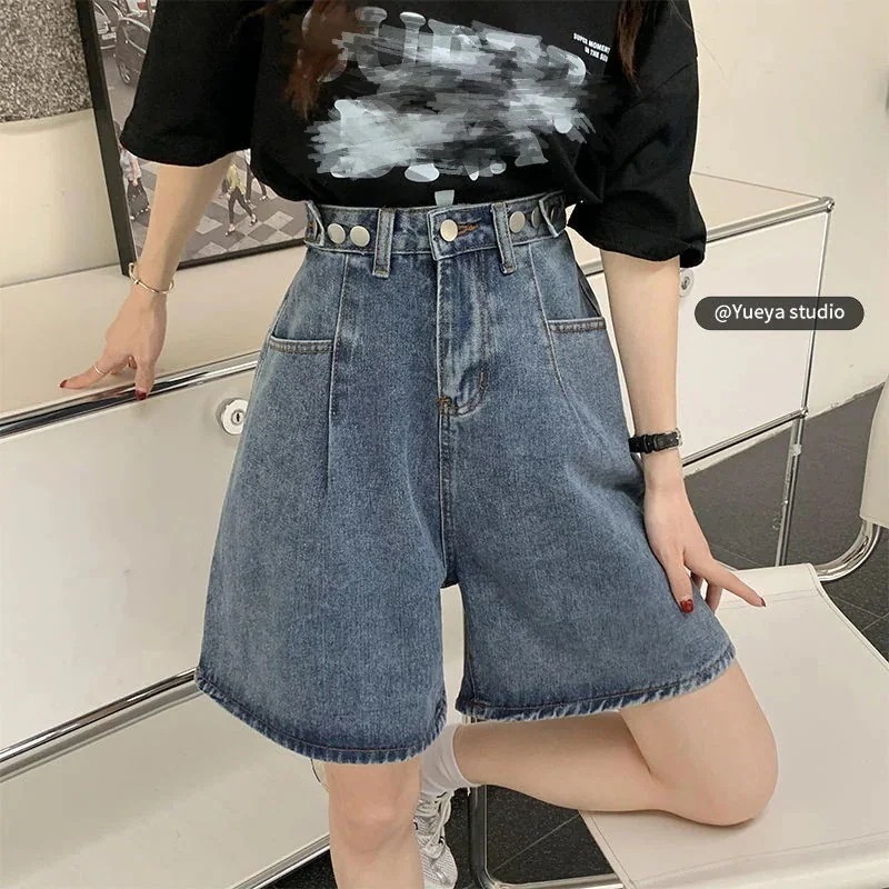 【1つ買うと1つ無料】 デニムショートパンツ レディース ゆったり ワイドパンツ ハイウエスト 着痩せ 美脚 半ズボン 五分丈パンツ