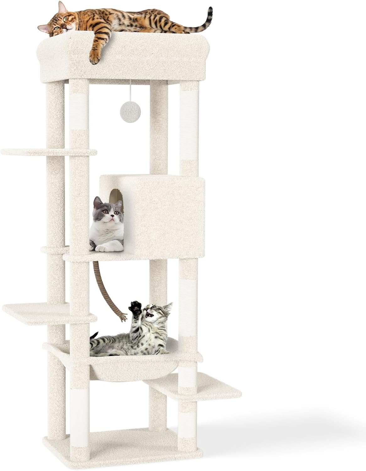 CozyMeow キャットタワー スリム 据え置き ハンモック キャットハウス 大型猫用 つめとぎ 猫 キャットウォーク 爪とぎ 多頭飼い 人気 猫タワー キャットステップ おしゃれ かわいい ねこ