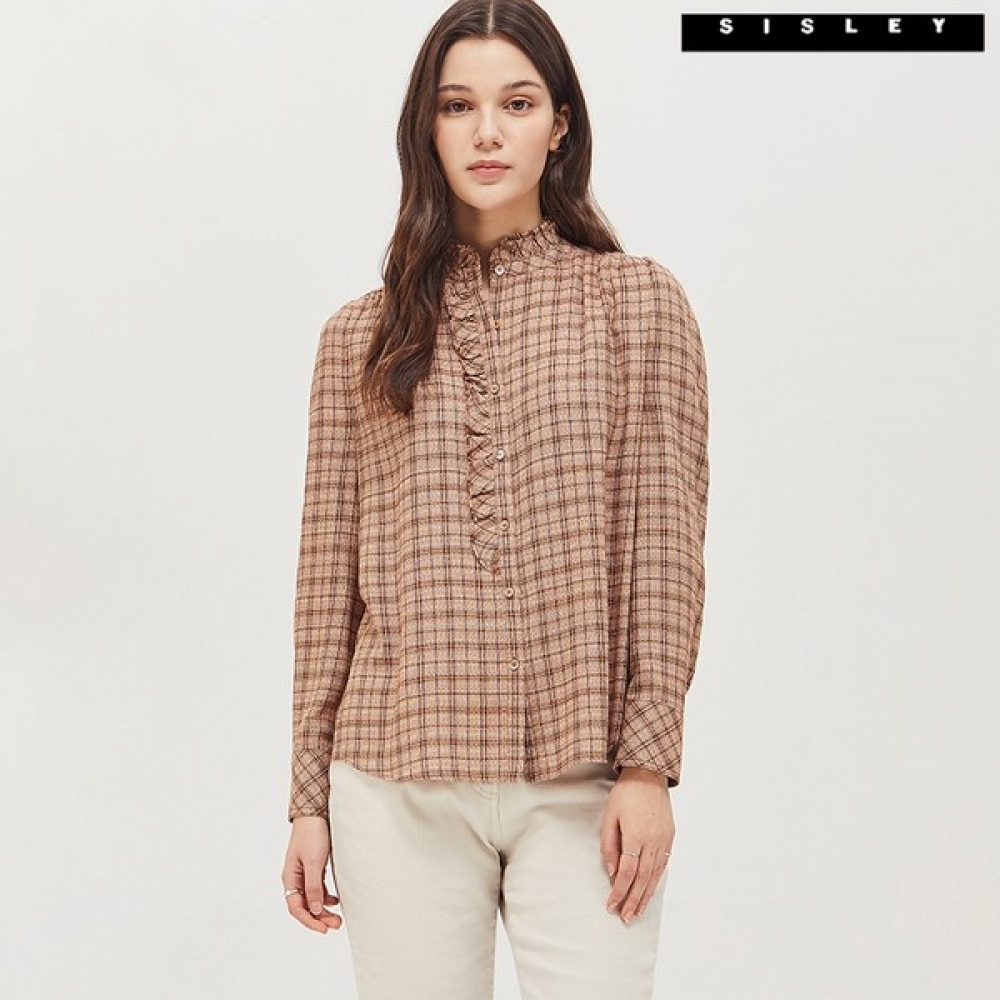 (シスレー) シスレーチェックフリルブラウス SAWS40061_LW