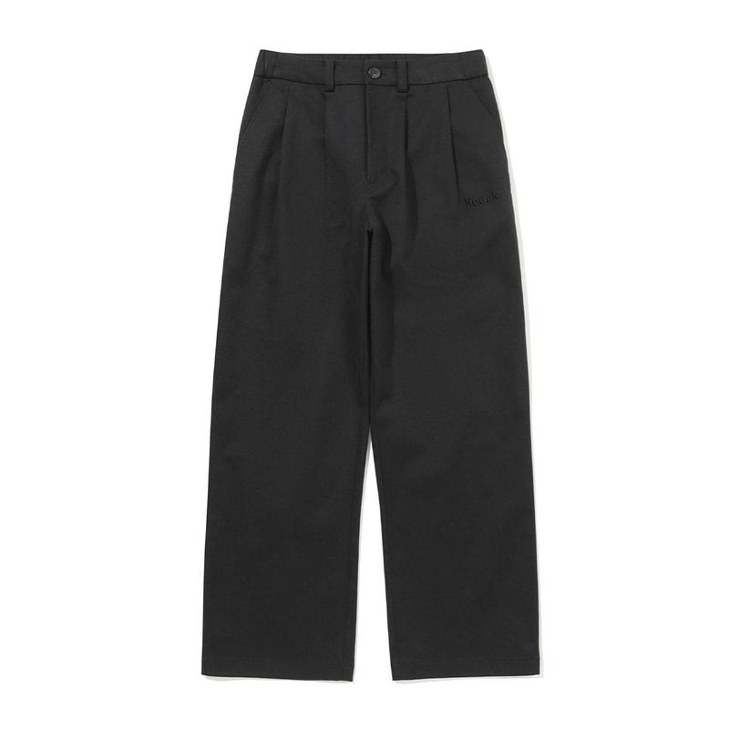 [公式]ピンタック ワイド コットン パンツ BLACK