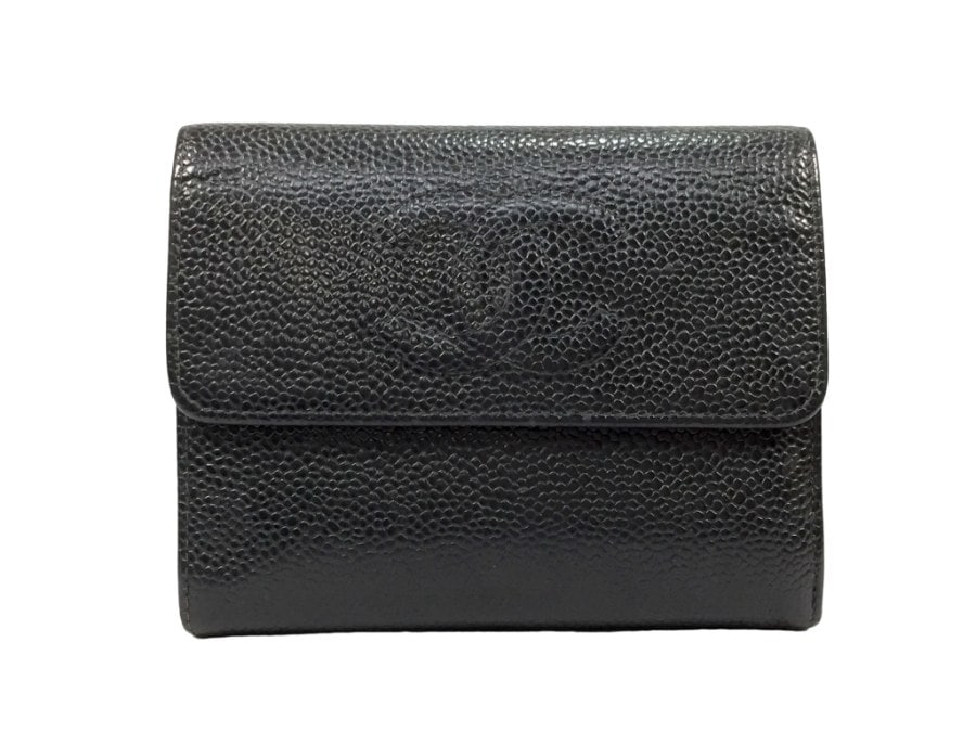 財布 キャビアスキン 三つ折り財布 中古品
