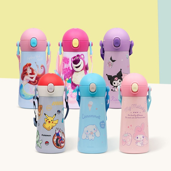 リルパン ザボトル ワンタッチ 肩ヒモ 二重ステン水筒 460ml / 人気 キャラクター 水筒