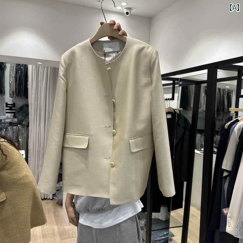 ビジネス　スーツ　ジャケット 2025 春秋 韓国 ファッション ラウンドネック スーツ ジャケット レディース ハイエンド シングルブレスト