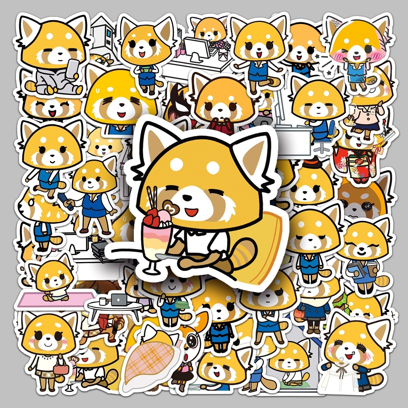 【あなたの好きな漫画】50 職場シャオ嘘漫画ステッカーサンリオ AGGRETSUKO かわいい防水装飾小さな餅ステッカー