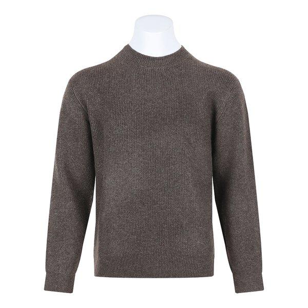 メンズミニマルウールハ찌ラウンドニットティー SG-KN-Q055-ブラウン