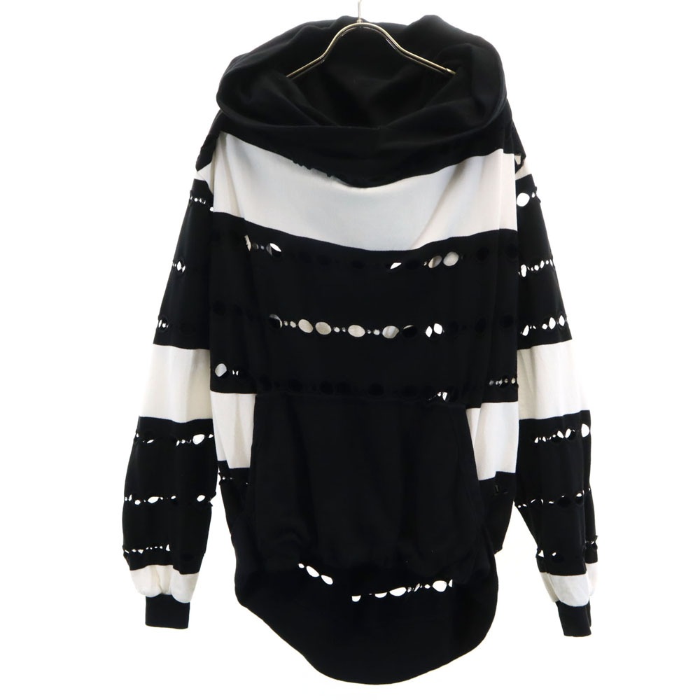 Ground Y グランドワイ 日本製 ボーダー柄 スウェット パーカー 3 ブラック ヨウジヤマモト メンズ 古着