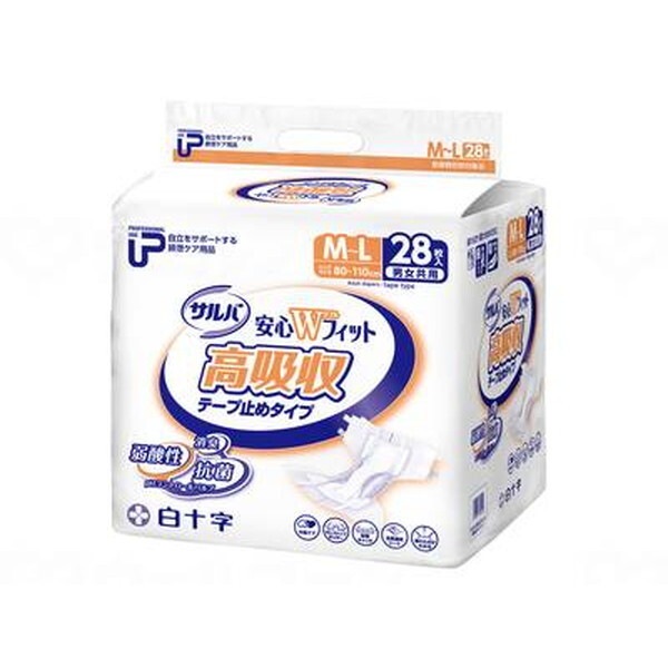 白十字 PUサルバ安心Wフィット 高吸収テープ M-L28枚 35612 メーカー直送