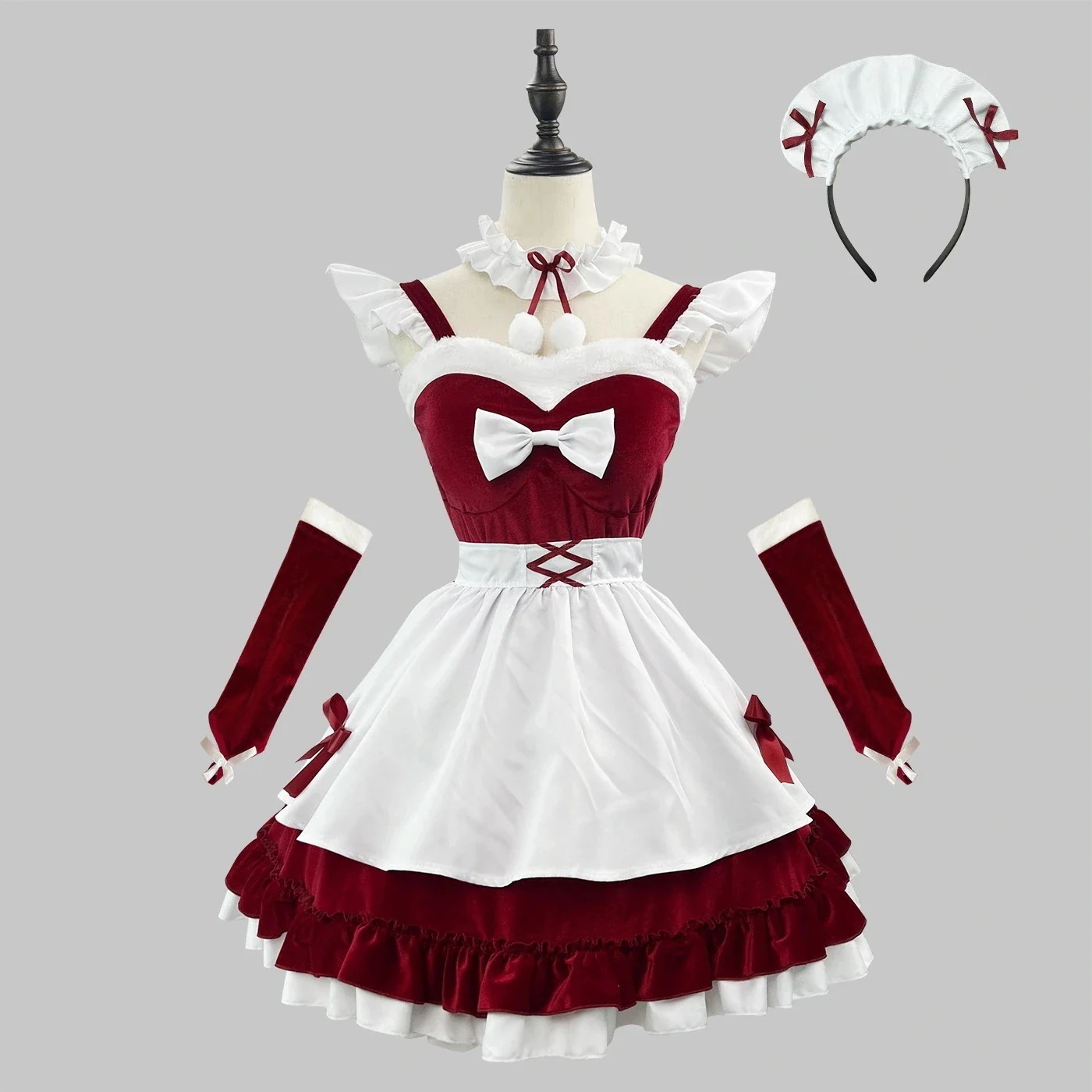 新品純欲ベルベットメイドクリスマス服大きいサイズメイドコスチュームコスプレ演出二次元衣装値下げ 4,722円