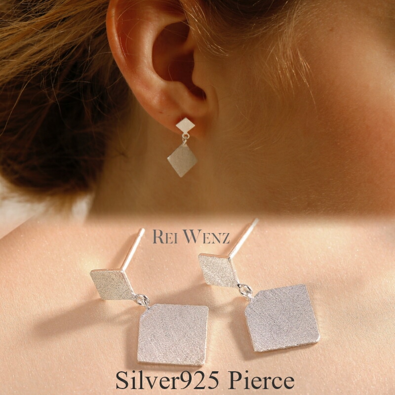【高品質Silver925】ピアススクエア 四角 プレート シルバー シンプル Silver925 レディース 女性 金属アレルギー プレゼント