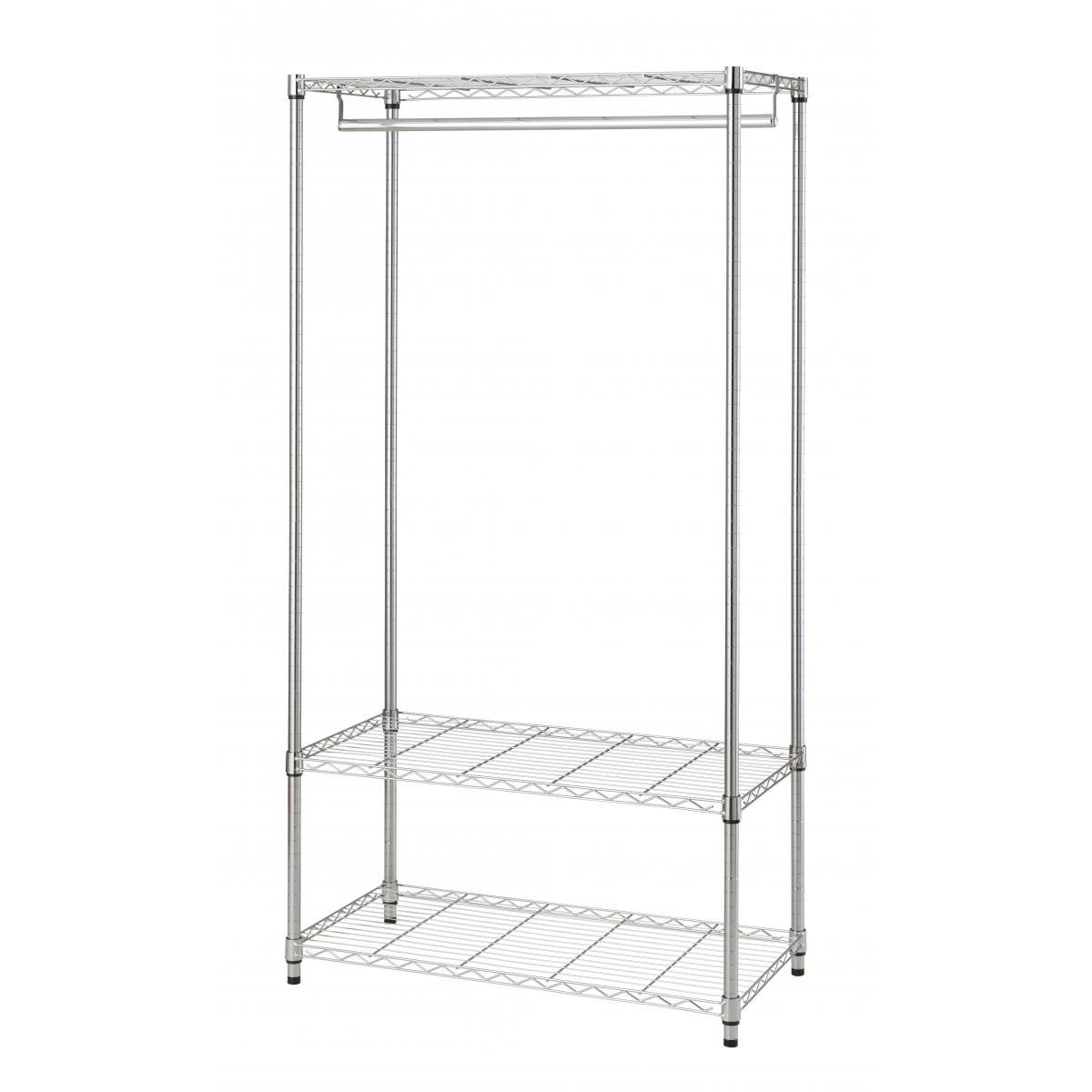 【在庫有・即納】ドウシシャ システムワードローブ 3段 90W SW25-90173 幅91.5cmx奥行46cmx高さ174cm 可動棚 ラック 収納 スチールラック