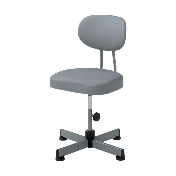 事務椅子 ビニールレザー張り キャスター無 グレー L-90Z 1脚 組立品