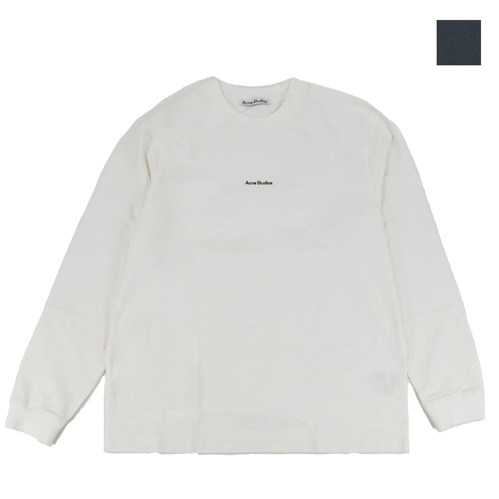 アクネストゥディオズ ロンT メンズ カットソー ロングTシャツ ロゴT 長袖Tシャツ クルーネック ホワイト ブラック 白 黒 Acne Studios T-SHIRT[bl0279]