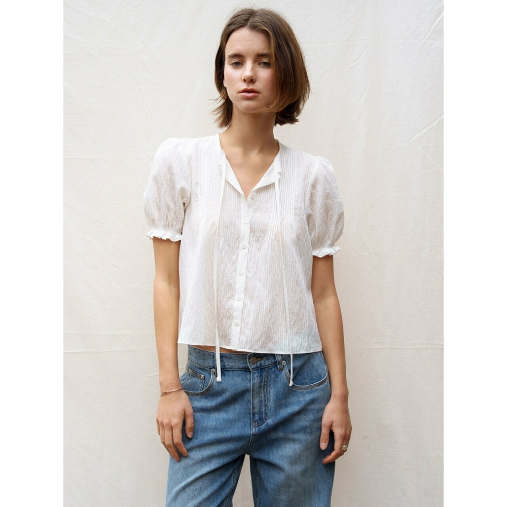 チャットデラマタイニーピンタックフレアブラウス