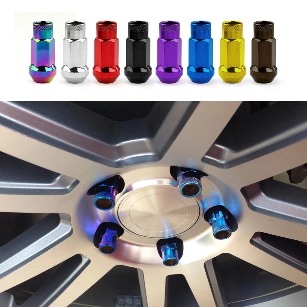 車両改造用スクリュー ホイールハブナット 六角軽量レーシングタイヤナット M12x1.5 M12x1.25 ホイールハブスクリュー 輸入品