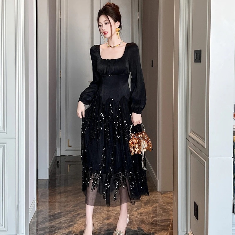 【JY.上品】 2024秋新品 お姫様 キラキラ ロングワンピース ドレス パーティー キャバ 大人 同窓会 披露宴 卒業式 結婚式 演奏会 ウェディング 二次会 メガ割 8,562円