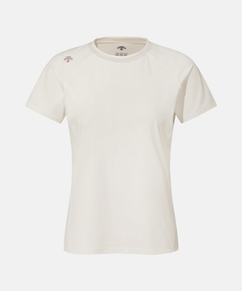 デサント女性用スリムフィットショートスリーブ Tシャツアイボリー SR322PTS71