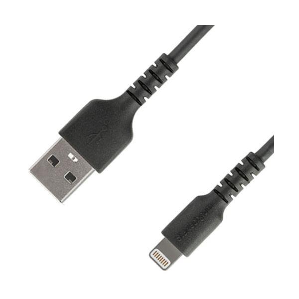 （まとめ）StarTech.com 高耐久性ライトニングケーブル 1m ブラック Apple MFi認証 Lightning - USB ケーブル RUSBLTMM1MB 1本 (×5セット