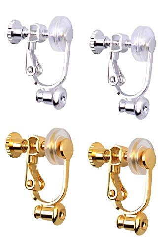 他サイト： wumio イヤリングコンバーター 2色セット(4個) シルバー ゴールド ネジ式 ピアスをイヤリングに変えるパーツ ノンホールピアス レディースの商品画像