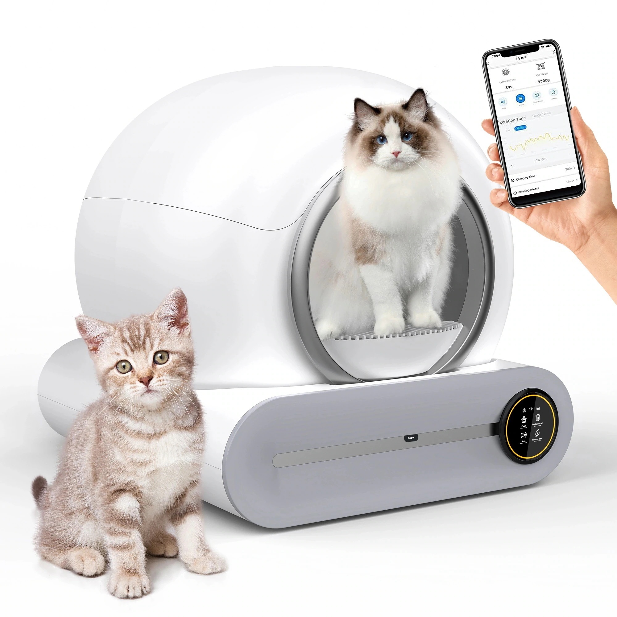 自動猫トイレ ペット 管理 スマート 猫 トイレ 砂 飛び散らない 猫用トイレ 自動 静音 猫砂 全自動 猫用 ネコトイレ 自動トイレ うんち袋付