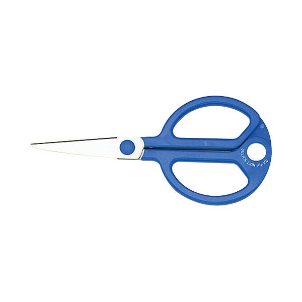 (まとめ) ライオン事務器 ステンレスはさみ刃渡り73mm 青 AH-170 1本 (×10セット)