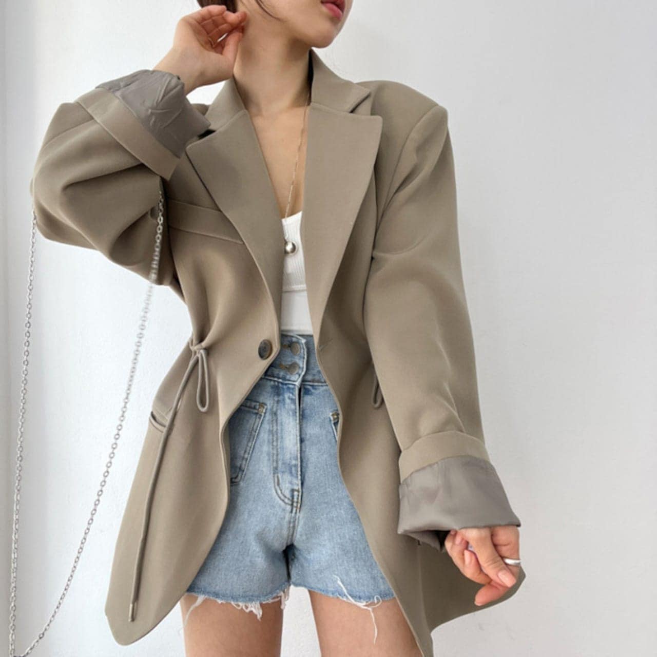 【3日で出荷】テーラードジャケット レディース 長袖 ブレザー 1釦ジャケット ポケット 羽織り ウエストリボン エレガント 細見え きれいめ 大人 上品 フィット 通勤 オフィス 定番 OL おしゃ 4,683円