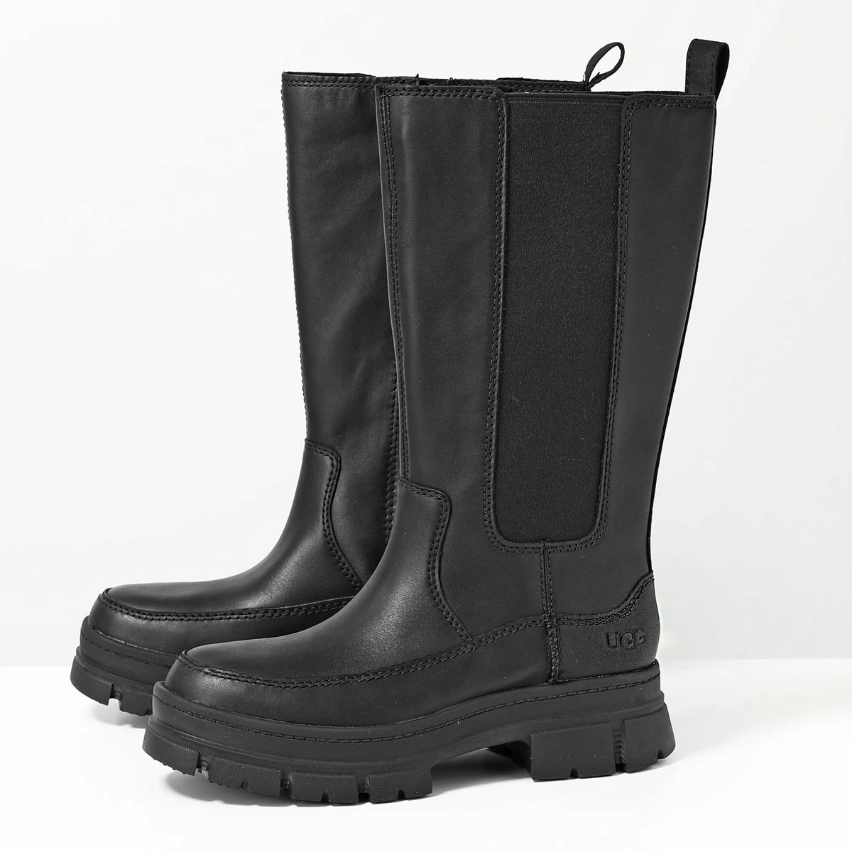 UGG アグ ブーツ ASHTON HIGH CHELSEA アシュトン ハイ チェルシー 1133881 レディース ミドル丈 レザー サイドゴア シューズ 靴 BLK