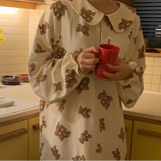 ルームウェア パジャマ ワンピース 長袖 2点セット フリル ナイトウェア 韓国ファッション おしゃれ 部屋着 夢かわ かわいい 楽ちん インスタ映え パジャマパーティ ボリューム 体形カバー 大きめ