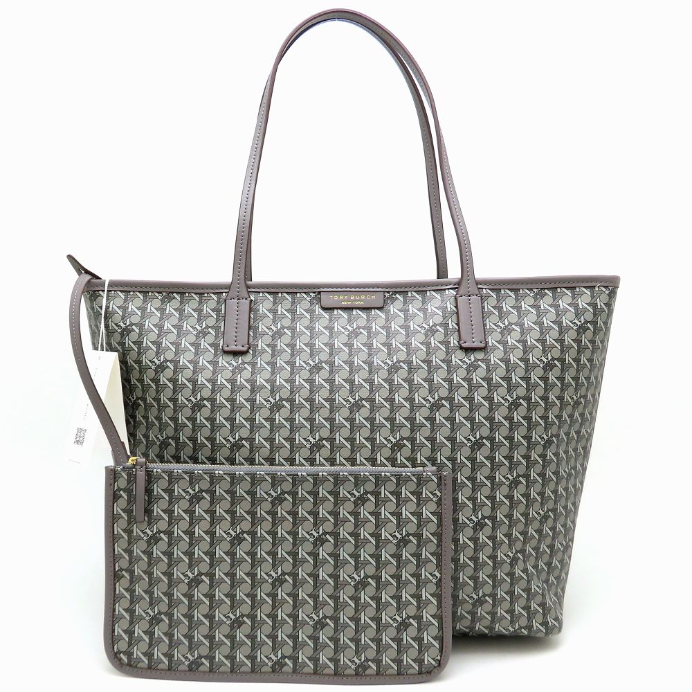 EVER READY ZIP 145634 トートバッグ PVCコーティングキャンバスxレザー ZINC グレー系 レディース/353084【未使用】