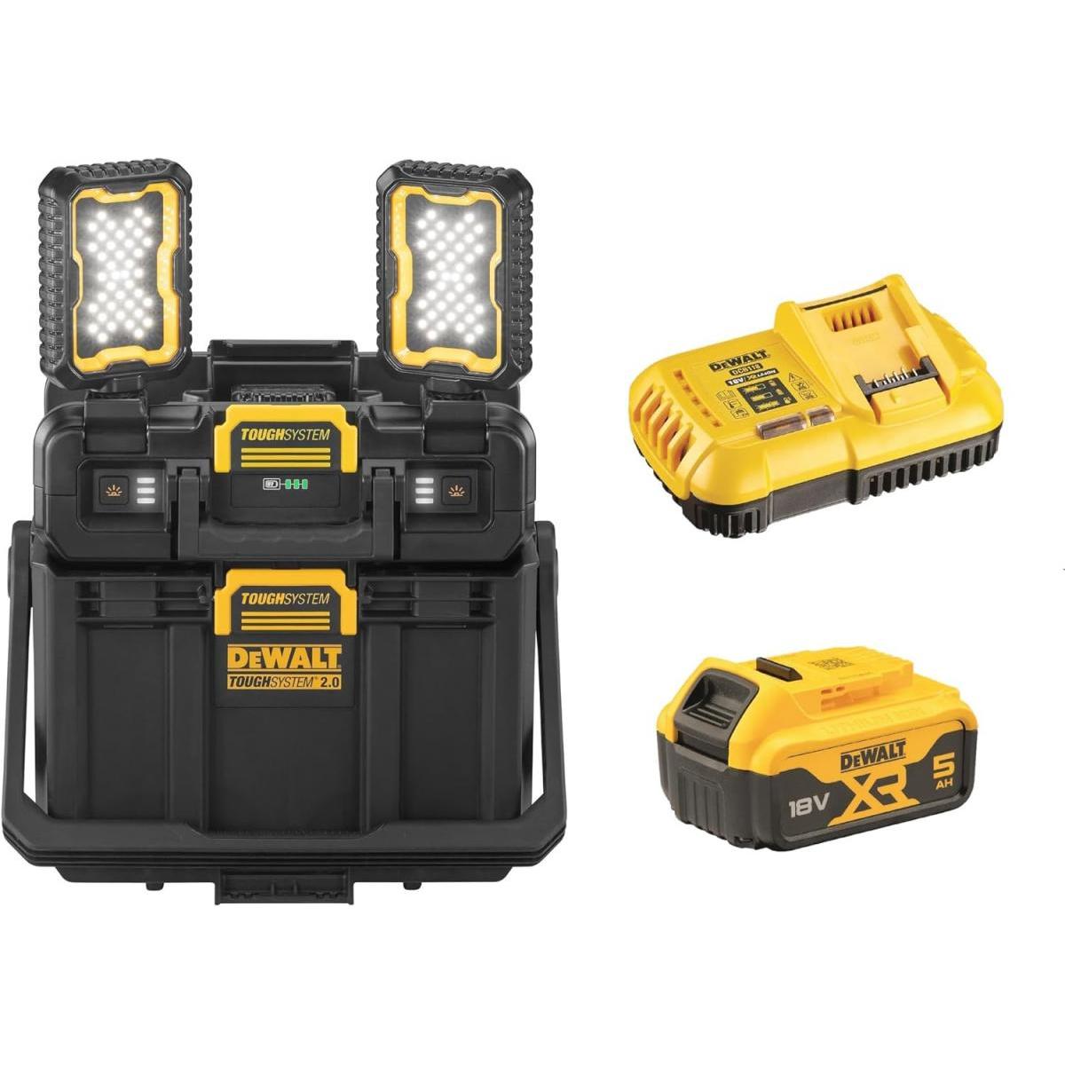 【在庫有・即納】デウォルト タフシステム2.0 LEDライトボックスセット バッテリー・充電器付き ブラック DWST08063