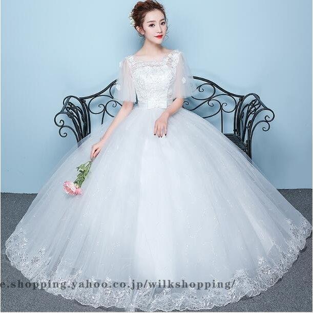 秋冬物セ.ー.ル中店長お勧め　ウエディングドレス　ロングドレス　結婚式　お花嫁　白　ホワイト　パーティードレス　二次会　ドレス　エンパイアライン　姫系ドレス279