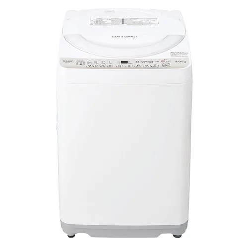 シャープ 全自動洗濯機 洗濯7kg 幅52cm 節水コース 穴なしサイクロン洗浄 自動槽洗い ESY718 ベージュ系