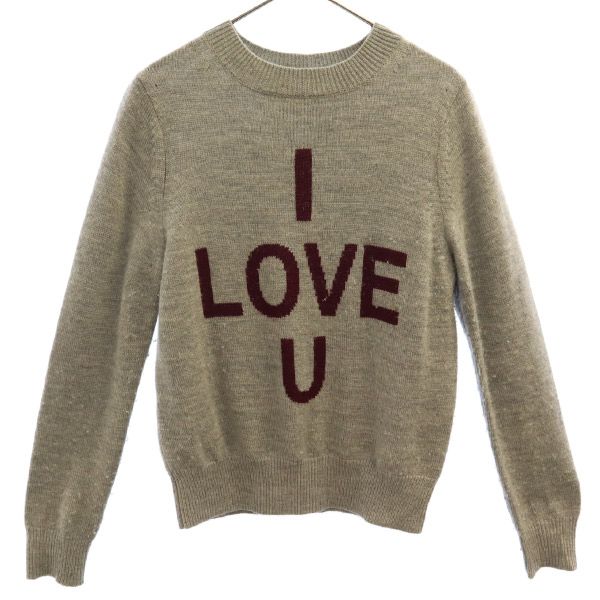 ウール アルファベット柄 長袖 セーター F グレー ニット レディース