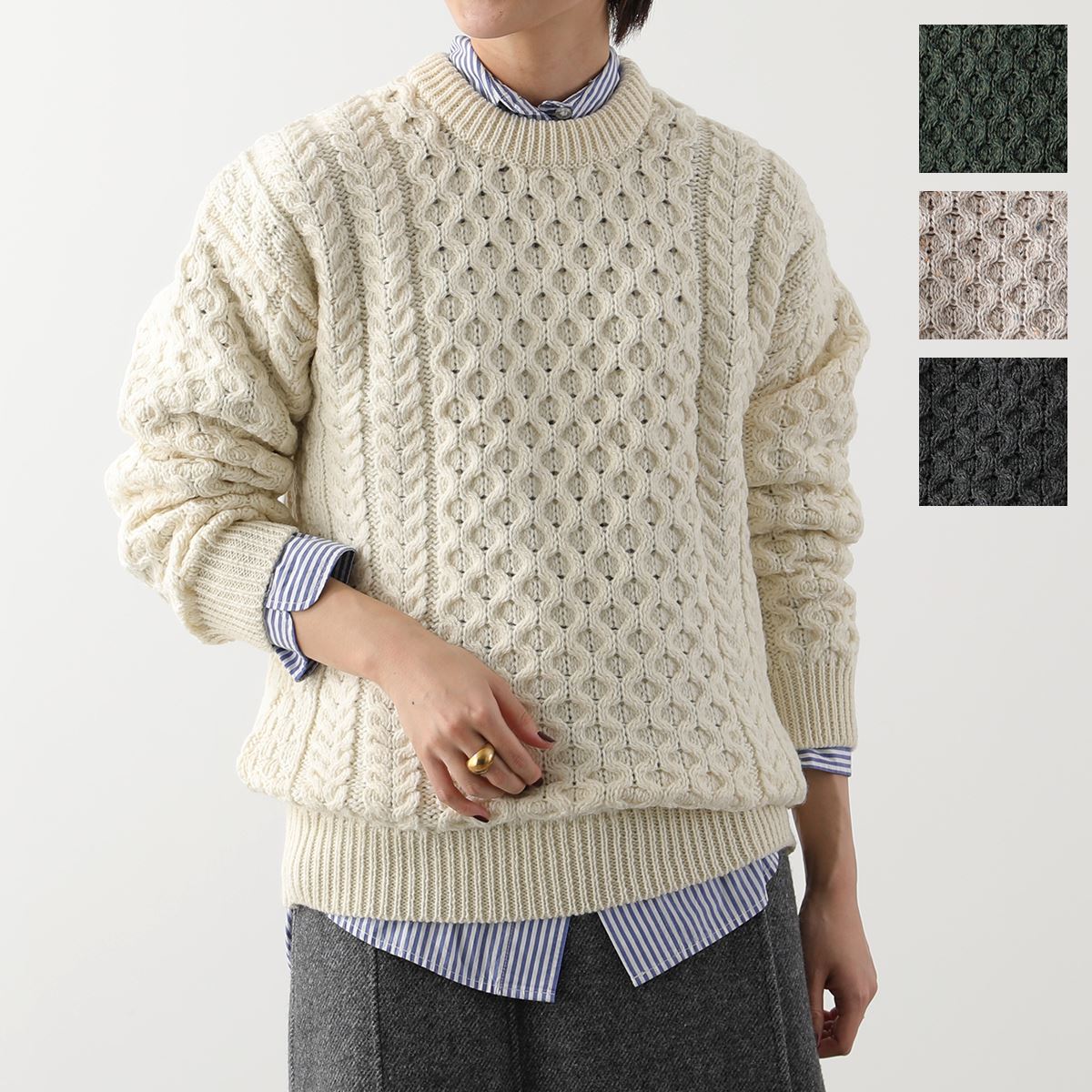 Aran Crafts アランクラフト アランセーター Merino crew neck sweater C1949 レディース ニット 長袖 ウール クルーネック カラー4色