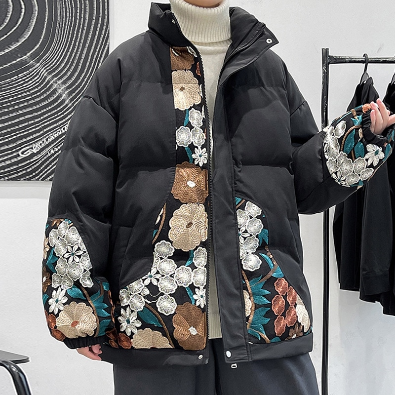 中綿コート アウター メンズ 中綿ジャケット ジップアップ 刺繍 暖かい 防寒 中綿入り おしゃれ かっこいい ストリート 7,556円