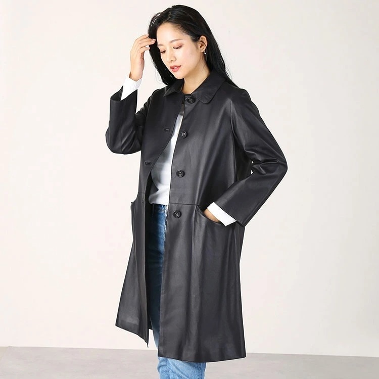 ラムレザーステンカラーコート 27,225円