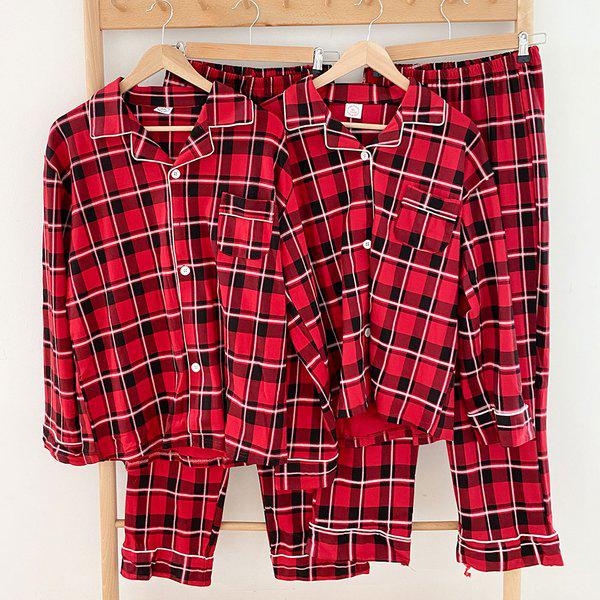 クラシックチェック ツーピース 長袖 上下パジャマ