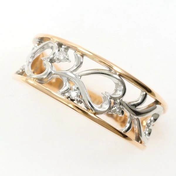 K10 10金 PGWG リング 指輪 7.5号 ダイヤ 0.01 ジュエリー 中古