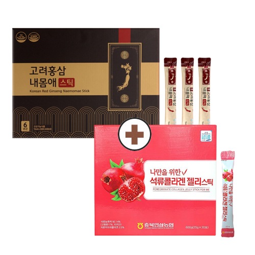 [大企画]高麗紅参内のモムアスティック 15ml X 30包+忠北（チュンブク）人参農協 私だけのためのザクロコラーゲンゼリースティック 20g* 30包