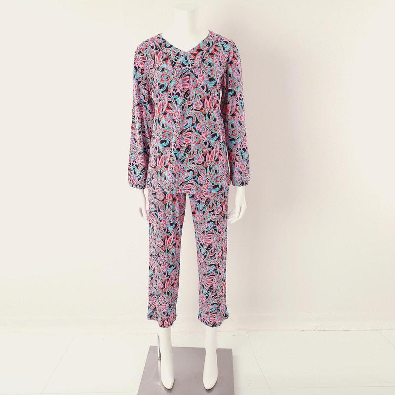 モダールペイズリー柄女性トップスボトムス室内着女子イージーウェアSWPA358WSSG